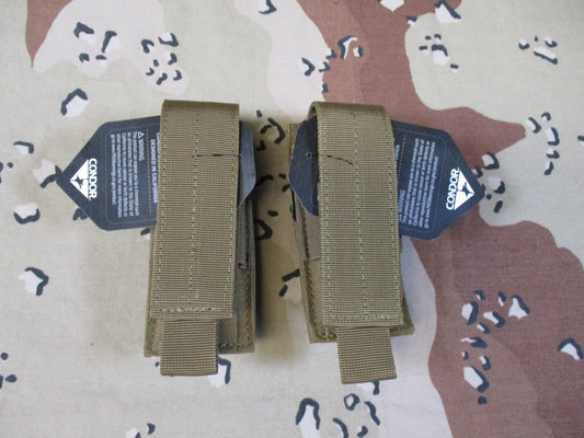 Condor Single Pistol Mag Pouch – Coyote Brown – 2 Pack – MOLLE – New With Tags