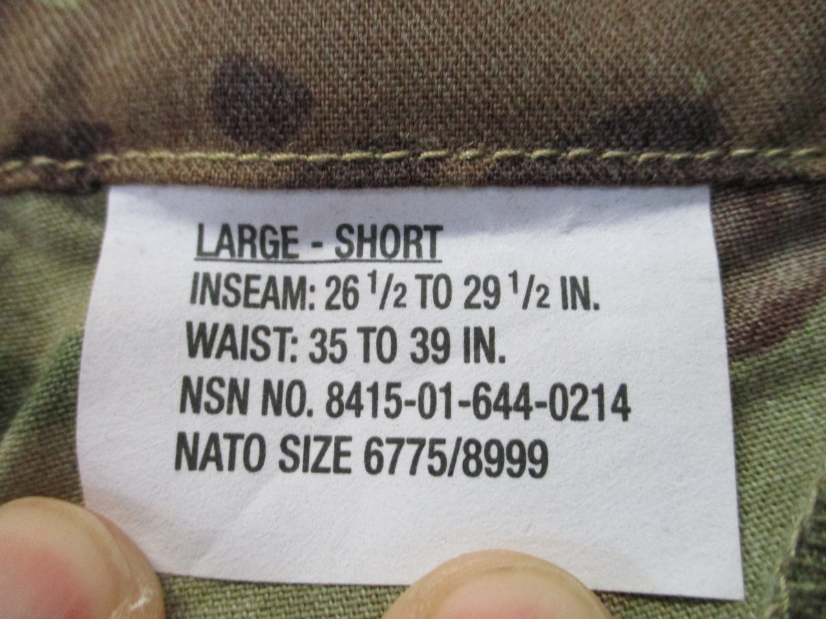 USGI Army Combat Pants FR Scorpion OCP Large Short NSN 8415-01-644-0214