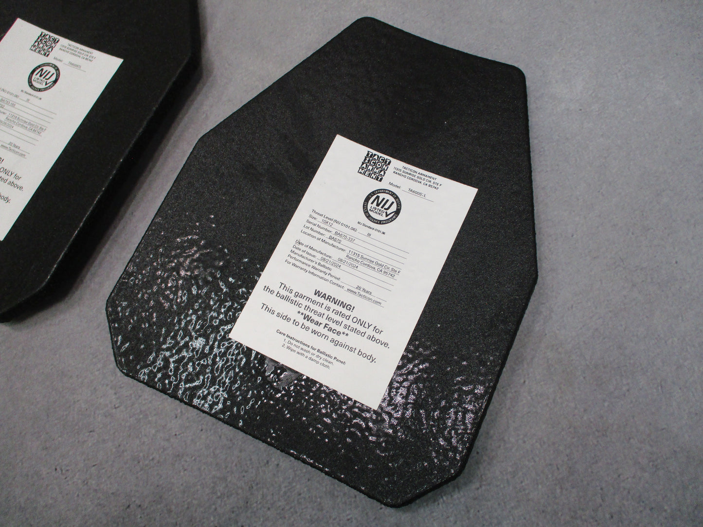 Tacticon Armament TA600STL Level III 10x12 Plate Set Pair Pre-Owned