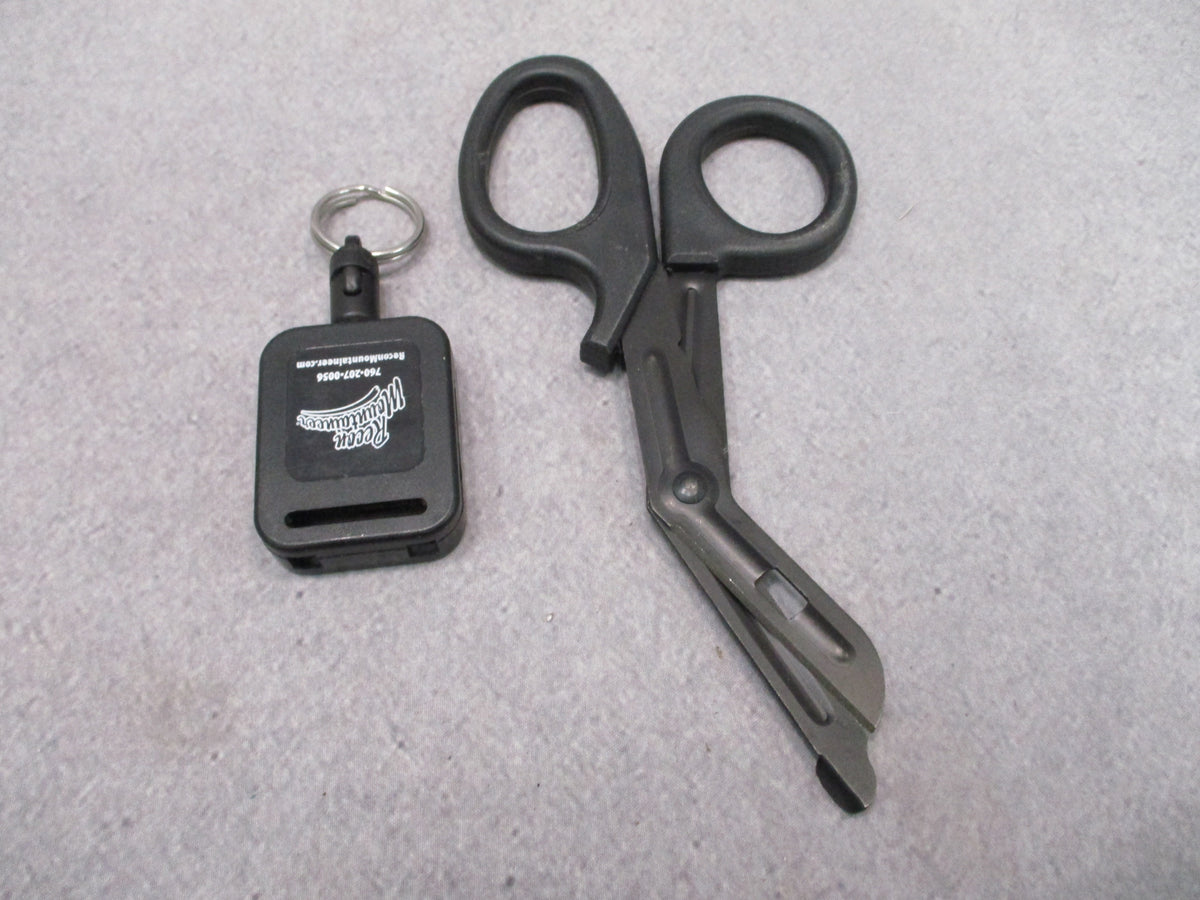 NAR 7.25" Trauma Shears Black w Recon Mountaineer Leash EMT Medic Scissors