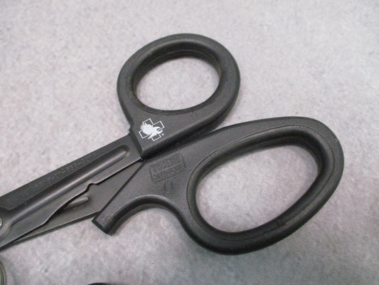 NAR 7.25" Trauma Shears Black w Recon Mountaineer Leash EMT Medic Scissors