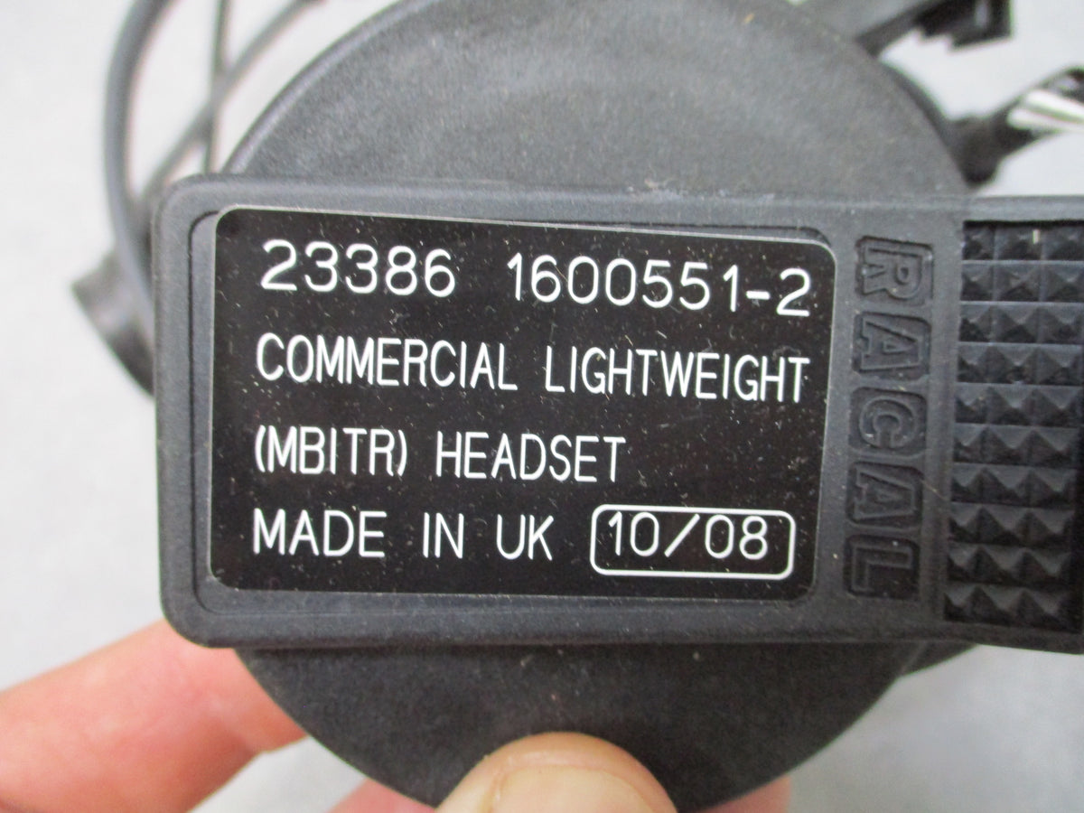 Thales Racal 1600551-2 MBITR Lightweight Radio Headset PTT 6-Pin NOS UK