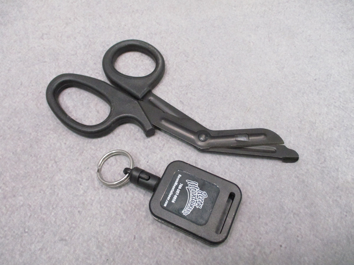 NAR 7.25" Trauma Shears Black w Recon Mountaineer Leash EMT Medic Scissors