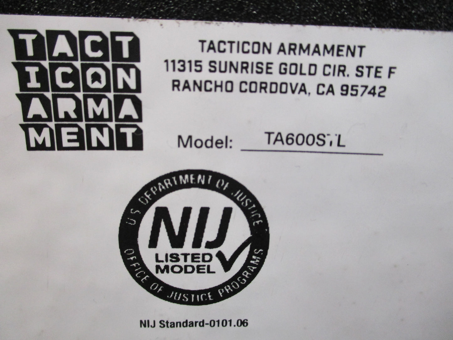 Tacticon Armament TA600STL Level III 10x12 Plate Set Pair Pre-Owned