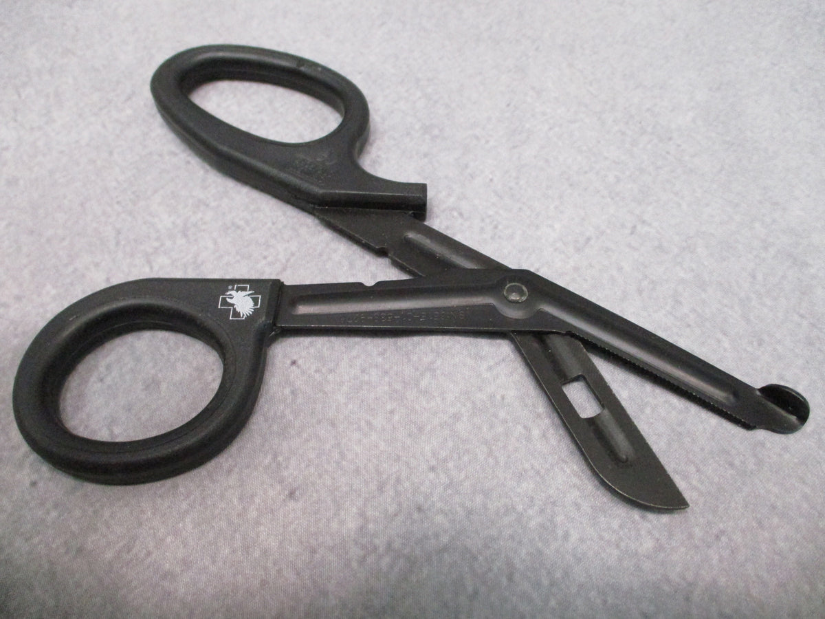 NAR 7.25" Trauma Shears Black w Recon Mountaineer Leash EMT Medic Scissors