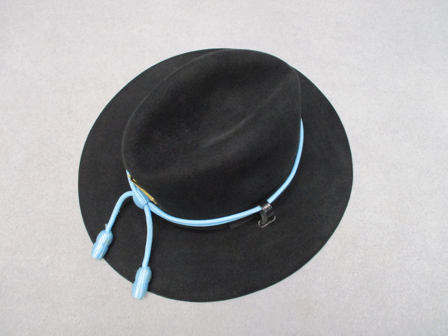 John B Stetson US Army 2nd Cavalry Hat PFC Size 6 3/4 Black Felt Used Blue Acorn
