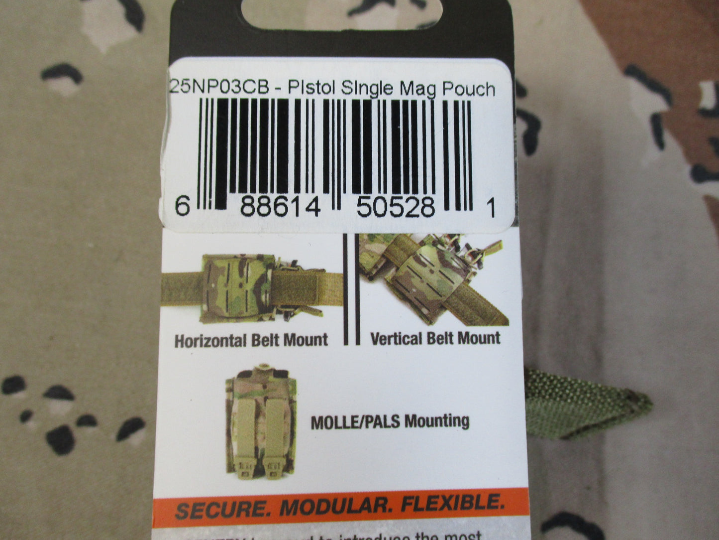 SENTRY Pistol Single Mag Pouch – Coyote  MOLLE/PALS  Variable Mount – laser cut