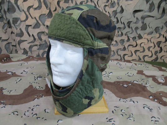 USGI Woodland Cold Weather Insulating Helmet Liner Cap Ear Flaps Army Surplus