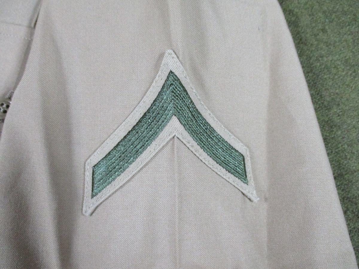 USMC Khaki Service Shirt Size 16 PFC Rank NSN 8405-01-515-8976 UNICOR