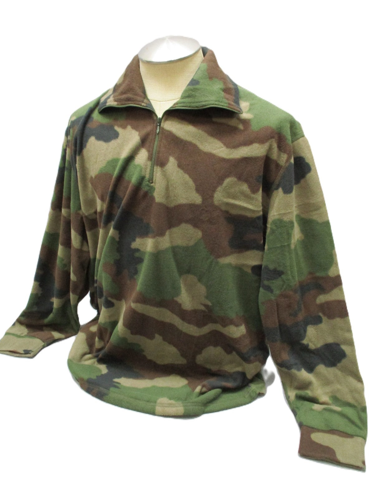French Army CCE Woodland Fleece Pullover 120L 2XL Long 1/4 Zip New