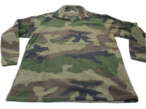French Army CCE Woodland Fleece Pullover 120L 2XL Long 1/4 Zip New