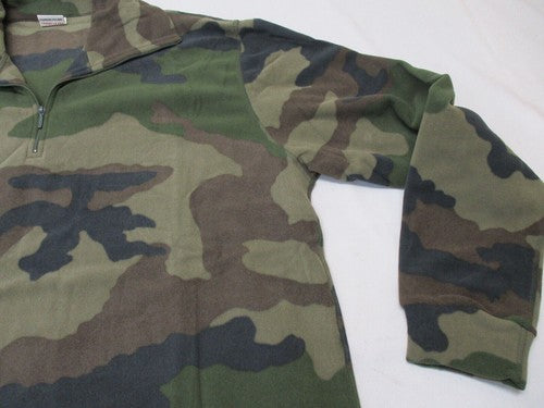 French Army CCE Woodland Fleece Pullover 120L 2XL Long 1/4 Zip New