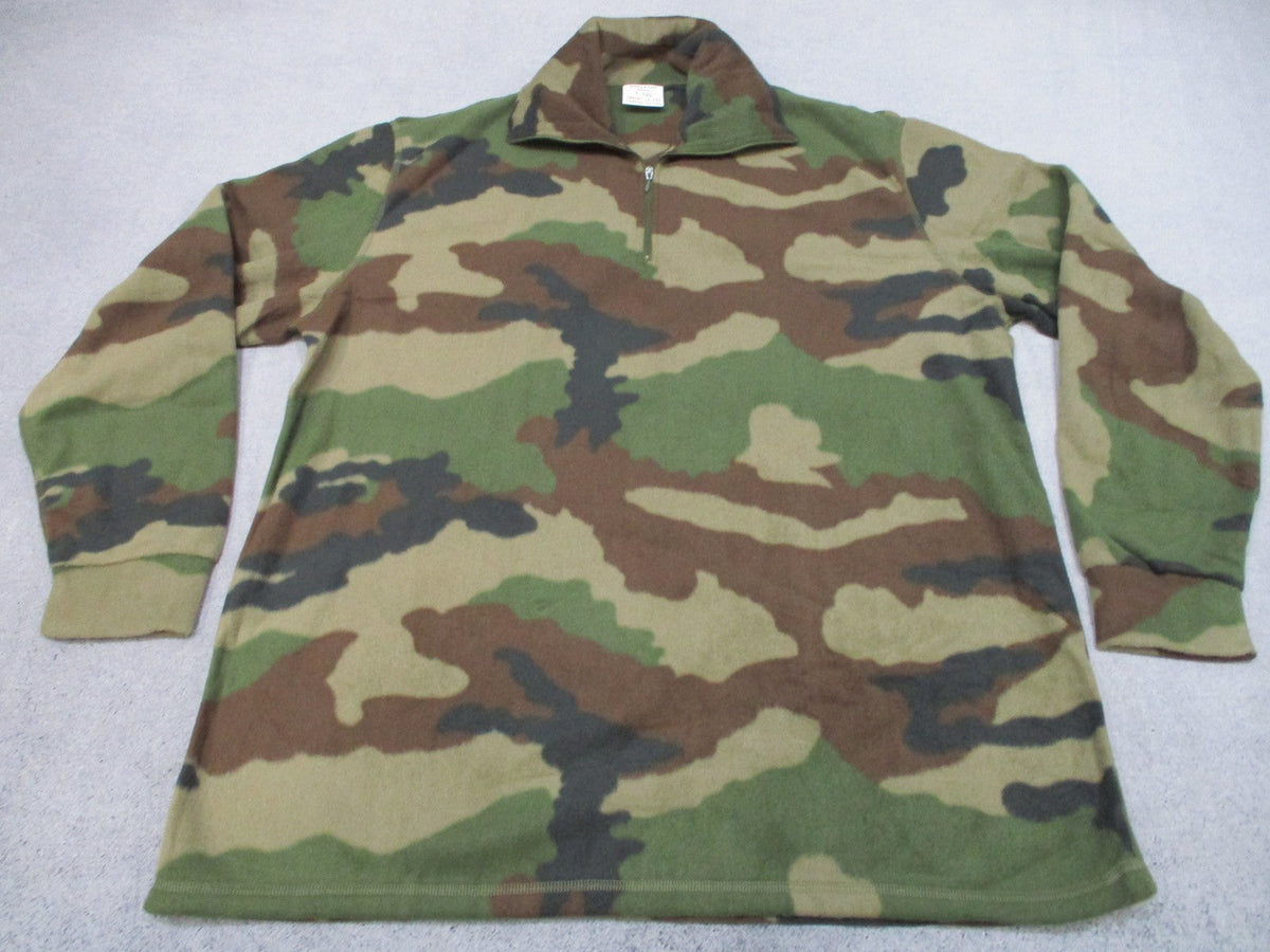 French Army CCE Woodland Fleece Pullover 120L 2XL Long 1/4 Zip New