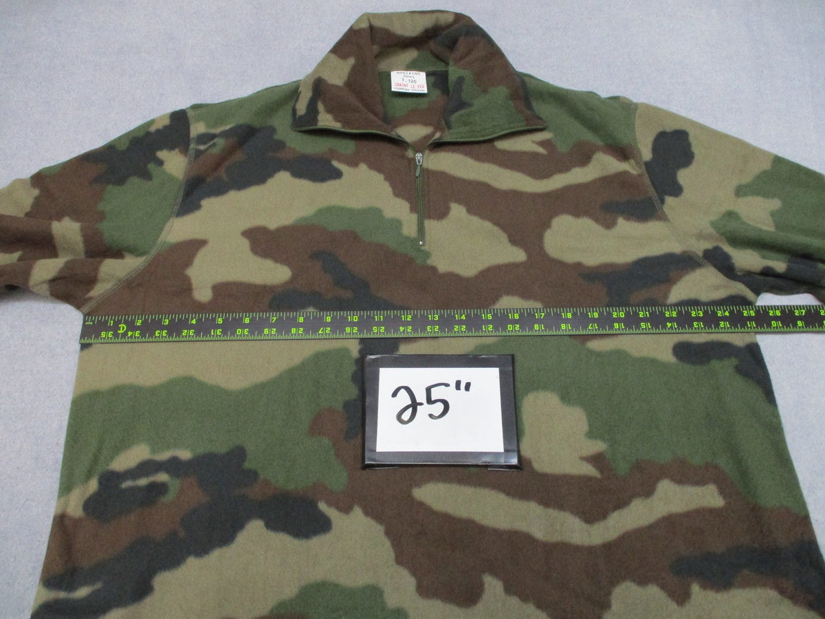 French Army CCE Woodland Fleece Pullover 120L 2XL Long 1/4 Zip New