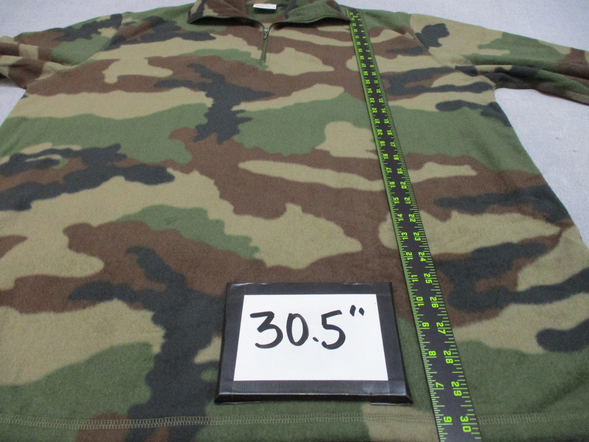 French Army CCE Woodland Fleece Pullover 120L 2XL Long 1/4 Zip New