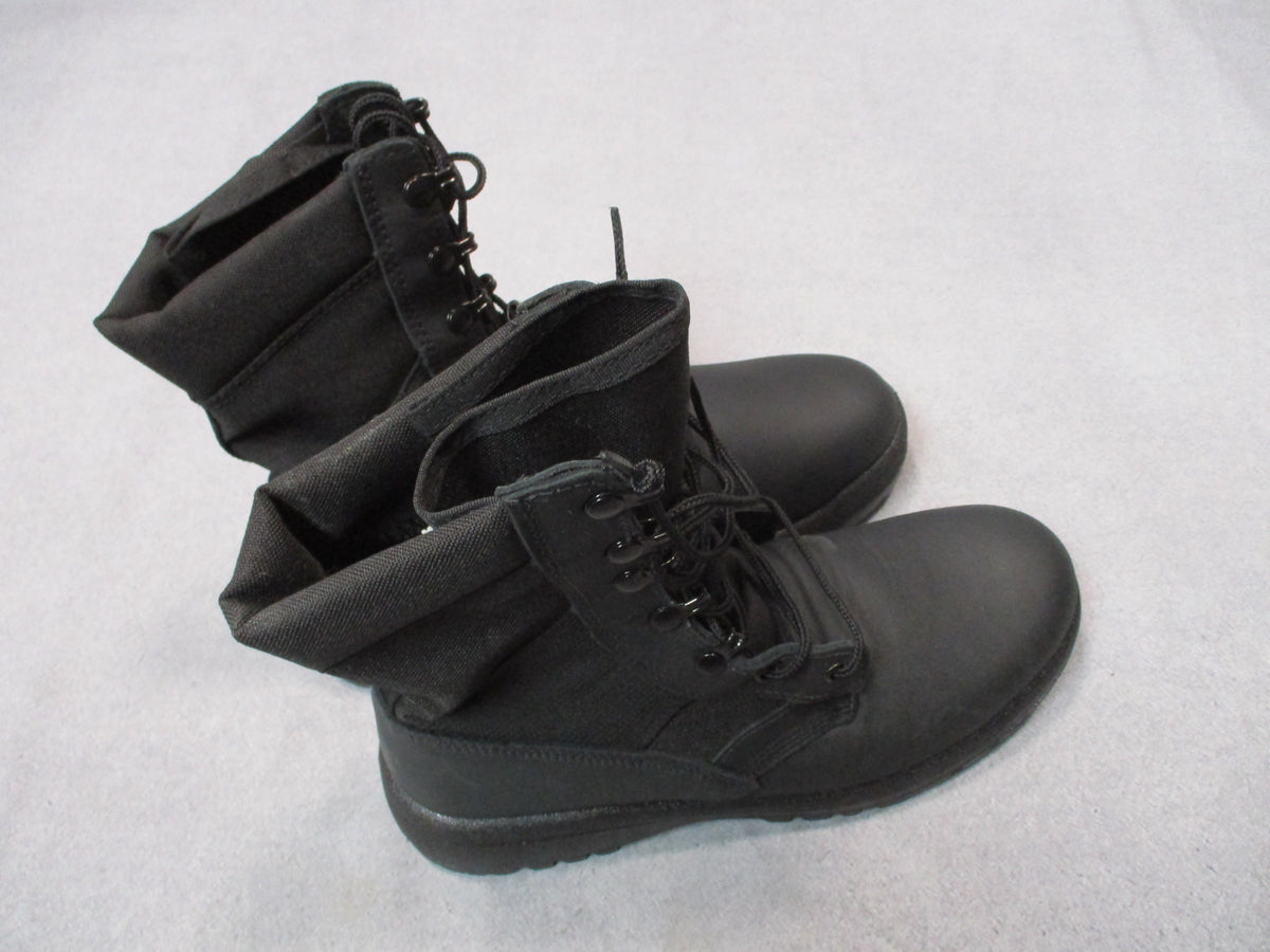Propper F4534 black men's military hot weather combat boots, US size 10, UK 9.5, showing sturdy leather and rugged sole.