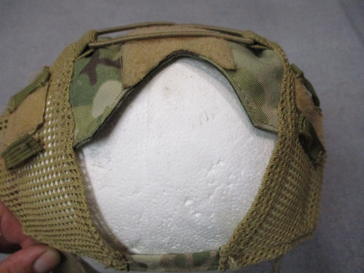 OneTigris Multicam OCP tactical helmet cover with mesh and bungee, designed for military-style helmets, one size used.