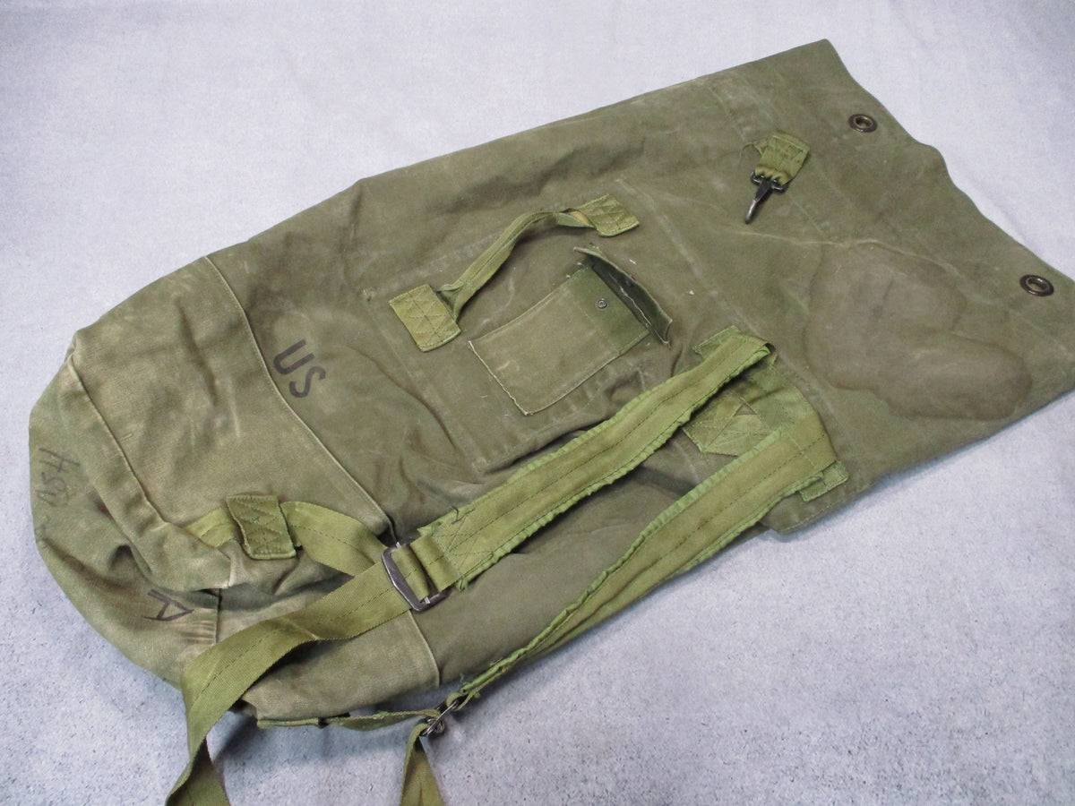 USGI 1980s OD Green Cotton Canvas Duffel Sea Bag Military Surplus Used Fair