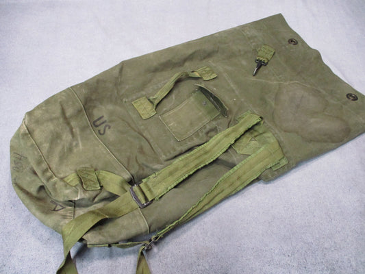 USGI 1980s OD Green Cotton Canvas Duffel Sea Bag Military Surplus Used Fair