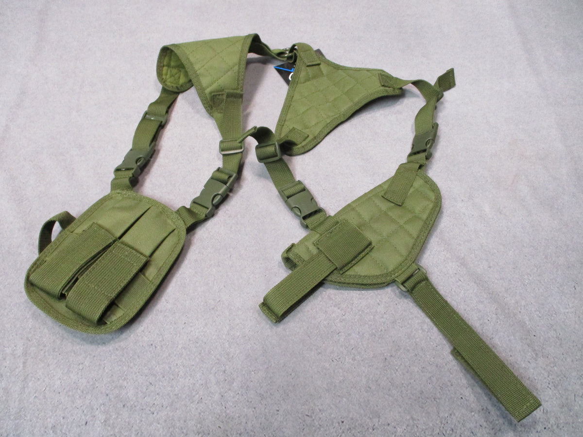 VISM NcSTAR CV2909G Shoulder Holster OD Green Ambidextrous Dual Mag Pouch New