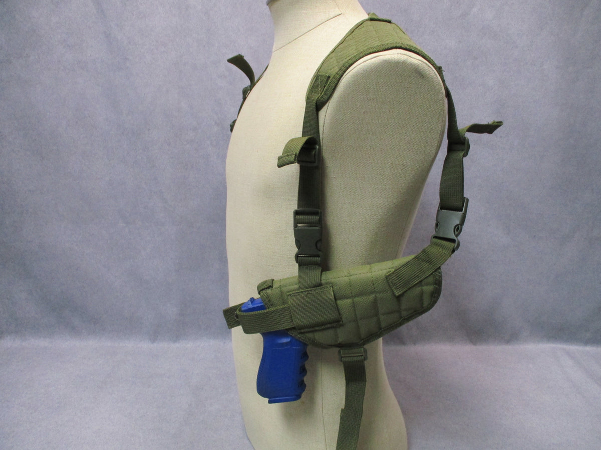 VISM NcSTAR CV2909G Shoulder Holster OD Green Ambidextrous Dual Mag Pouch New