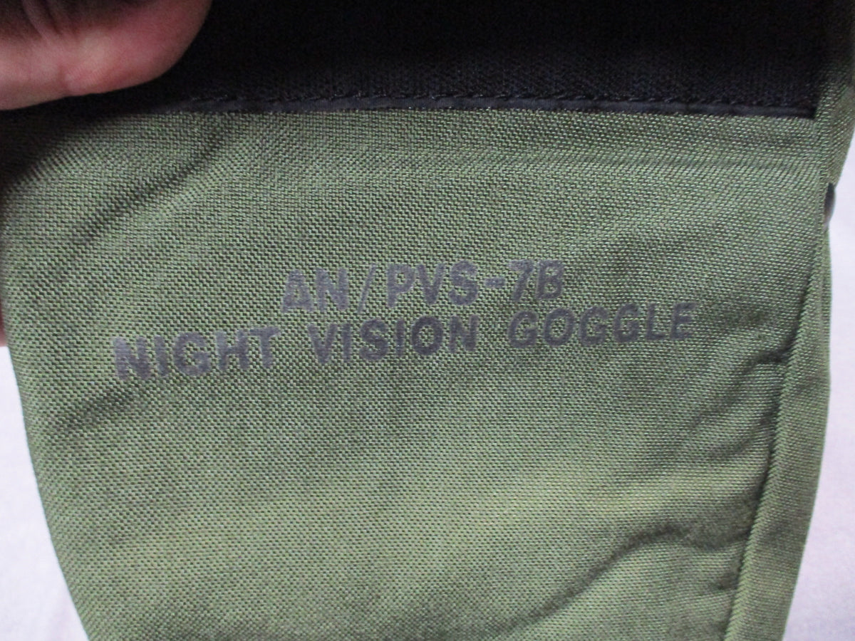 OD green carry pouch for AN/PVS-7B night vision goggles, military surplus, made for secure storage and transport.