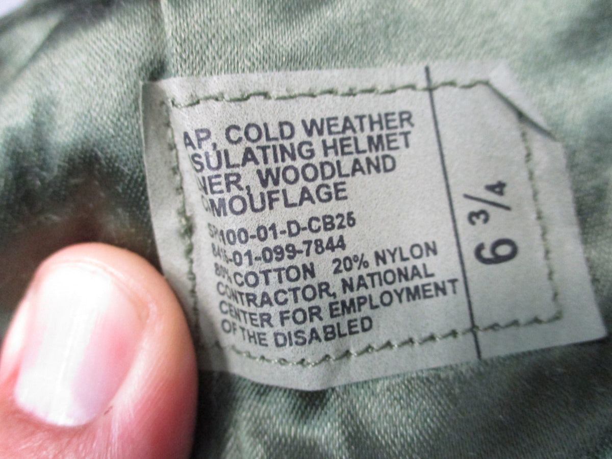 USGI Woodland Cold Weather Pile Cap Helmet Liner 6 3/4 NSN 8415-01-099-7844