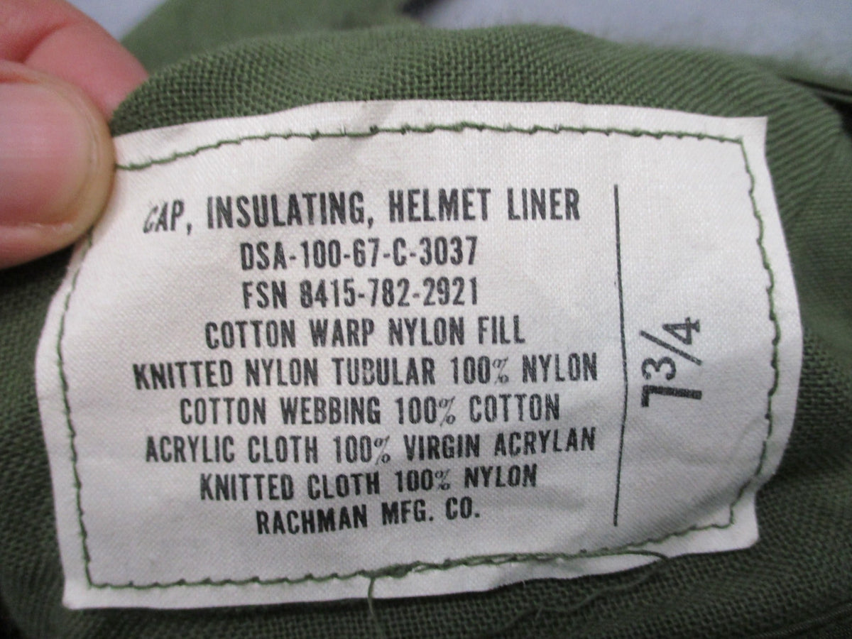 USGI 1967 OD Pile Cap Helmet Liner Balaclava 7 3/4 Vietnam Rachman
