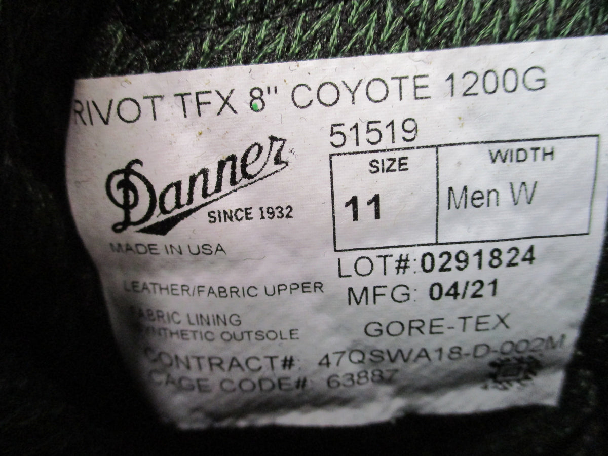 Danner Rivot TFX 51519 Coyote Gore-Tex 1200G Boots 11 Wide Unworn