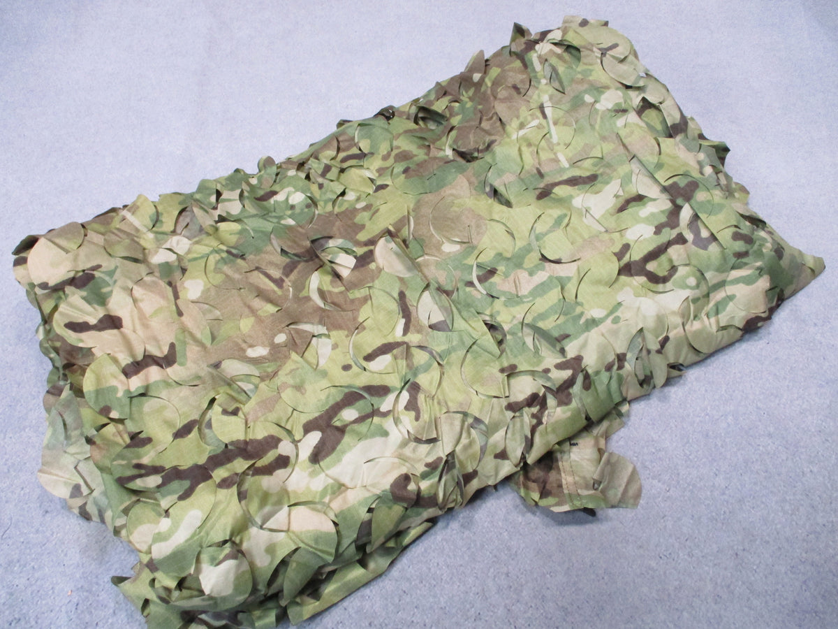 Camouflage netting hunting blind cover, 10x7ft leaf-cut ripstop fabric, unbranded, olive and brown pattern