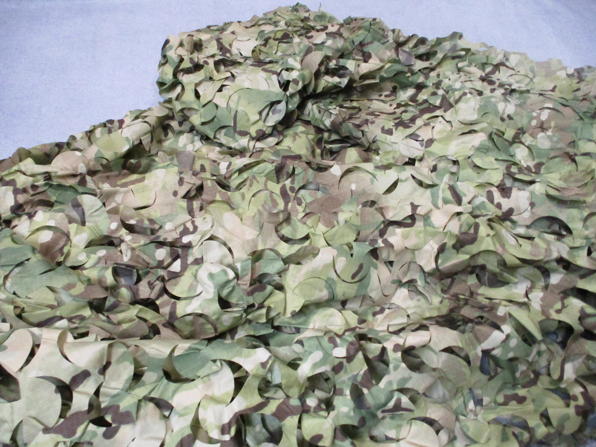 Camouflage netting leaf cut ripstop hunting blind cover, approximately 10x7 ft, unbranded