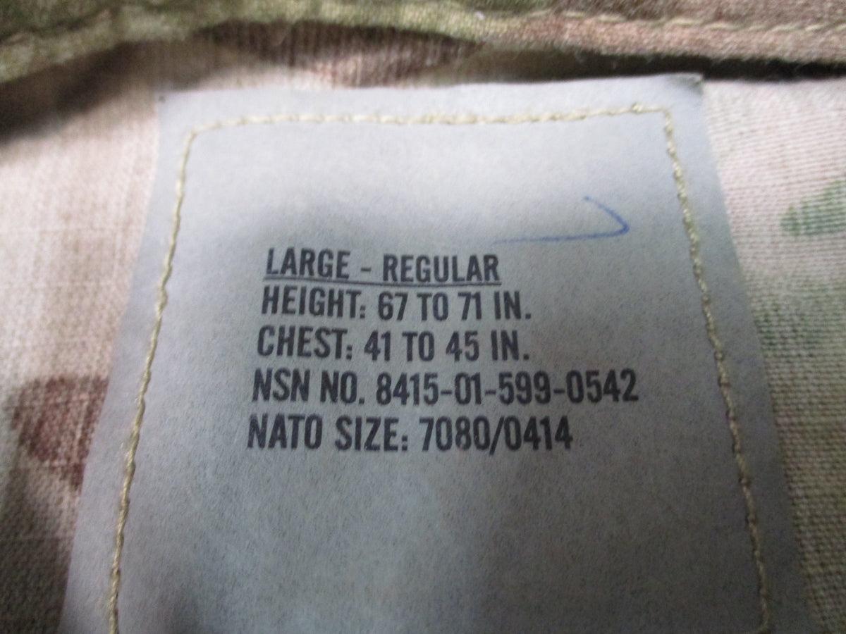 USGI FRACU MultiCam Army Combat Uniform Coat Trousers Set Large Regular FR