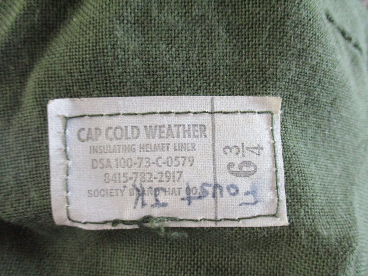 USGI Olive Green Cold Weather Insulating Helmet Liner Cap Size 6 3/4 Surplus