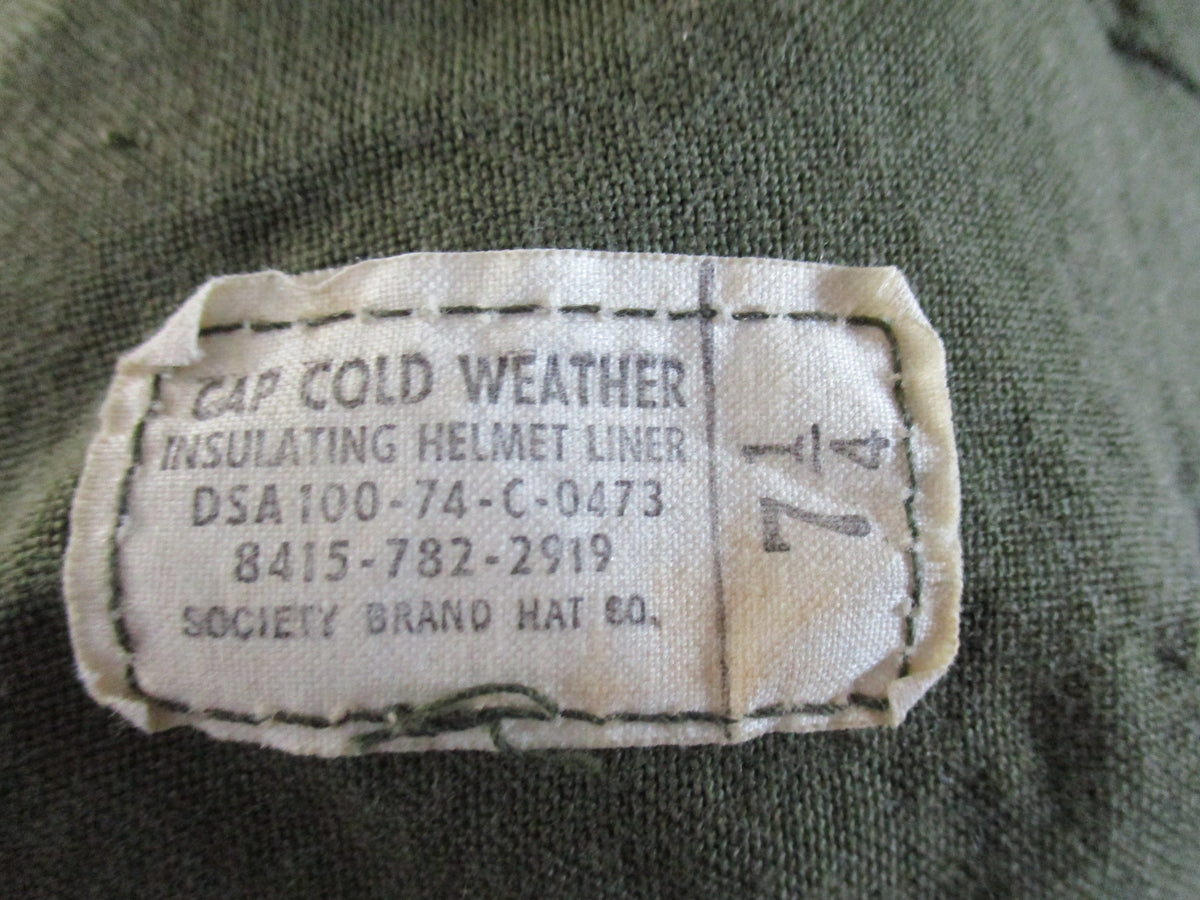 USGI Olive Green Cold Weather Insulating Helmet Liner Cap Size 7 1/4 Surplus