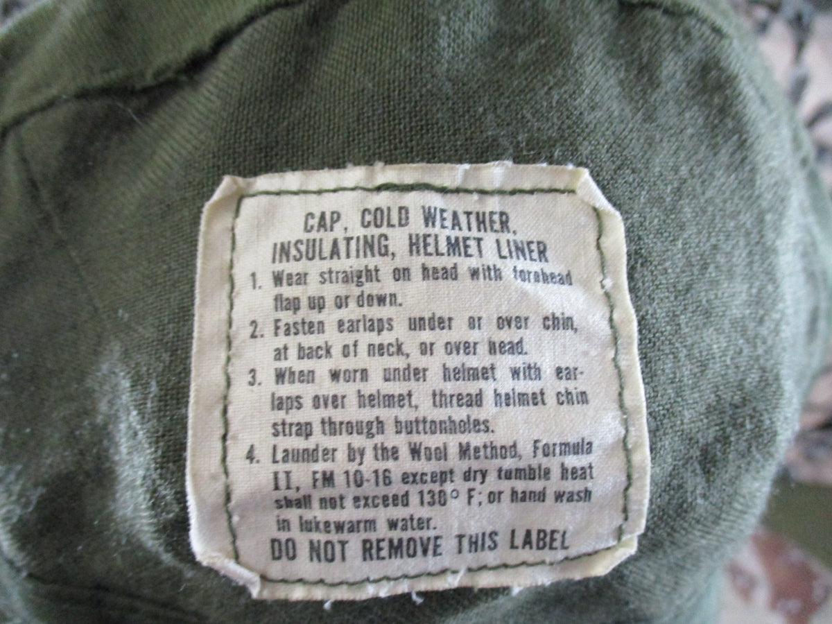 USGI Olive Green Cold Weather Insulating Helmet Liner Cap Size 7 1/4 Surplus