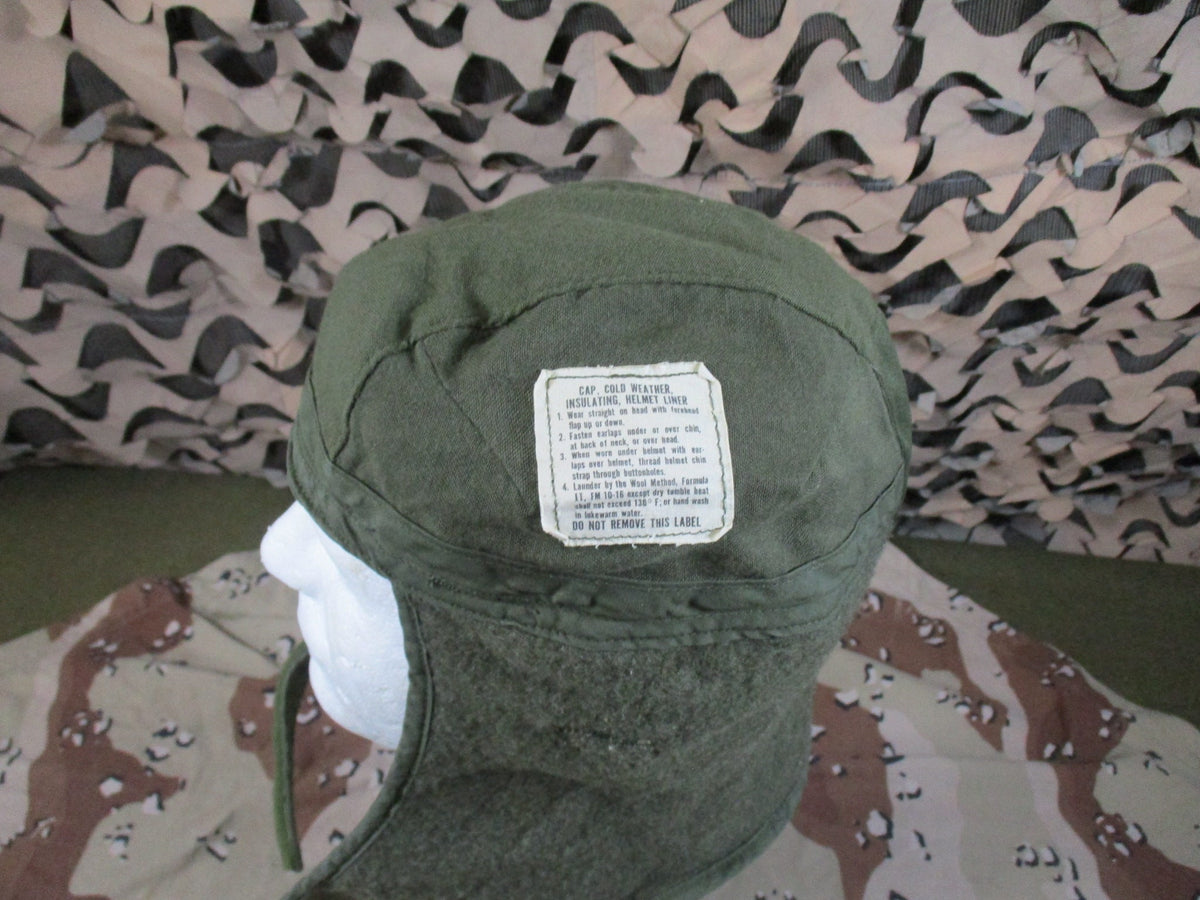 USGI Olive Green Cold Weather Insulating Helmet Liner Cap Size 7 1/4 Surplus