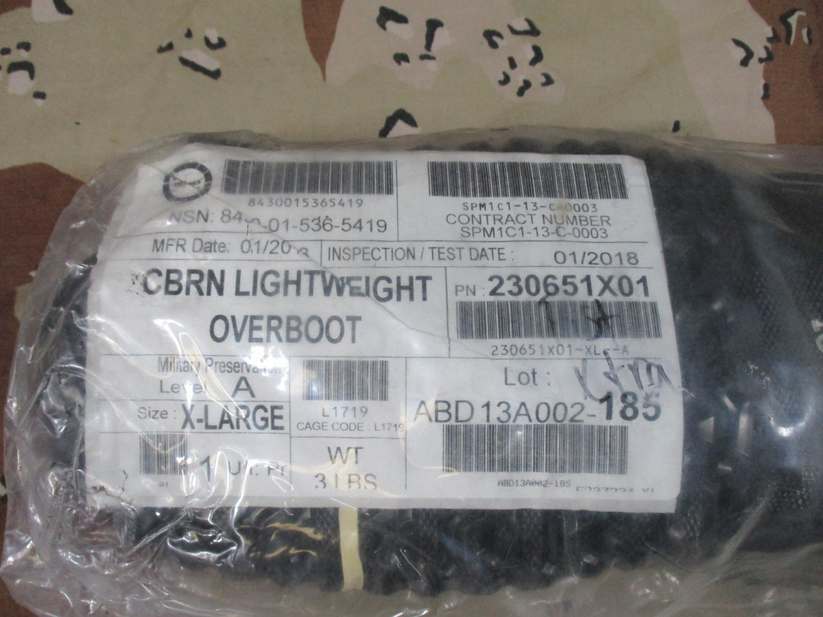 USGI CBRN Lightweight Overboots XL Black 8430-01-536-5419 NOS Sealed