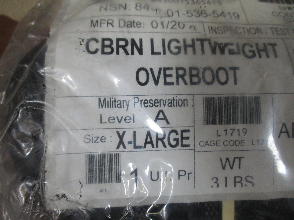 USGI CBRN Lightweight Overboots XL Black 8430-01-536-5419 NOS Sealed