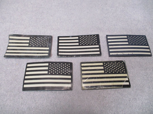 USGI 5-pack reverse American flag IR patches with hook back, 3.25 x 2 inches, used fair condition