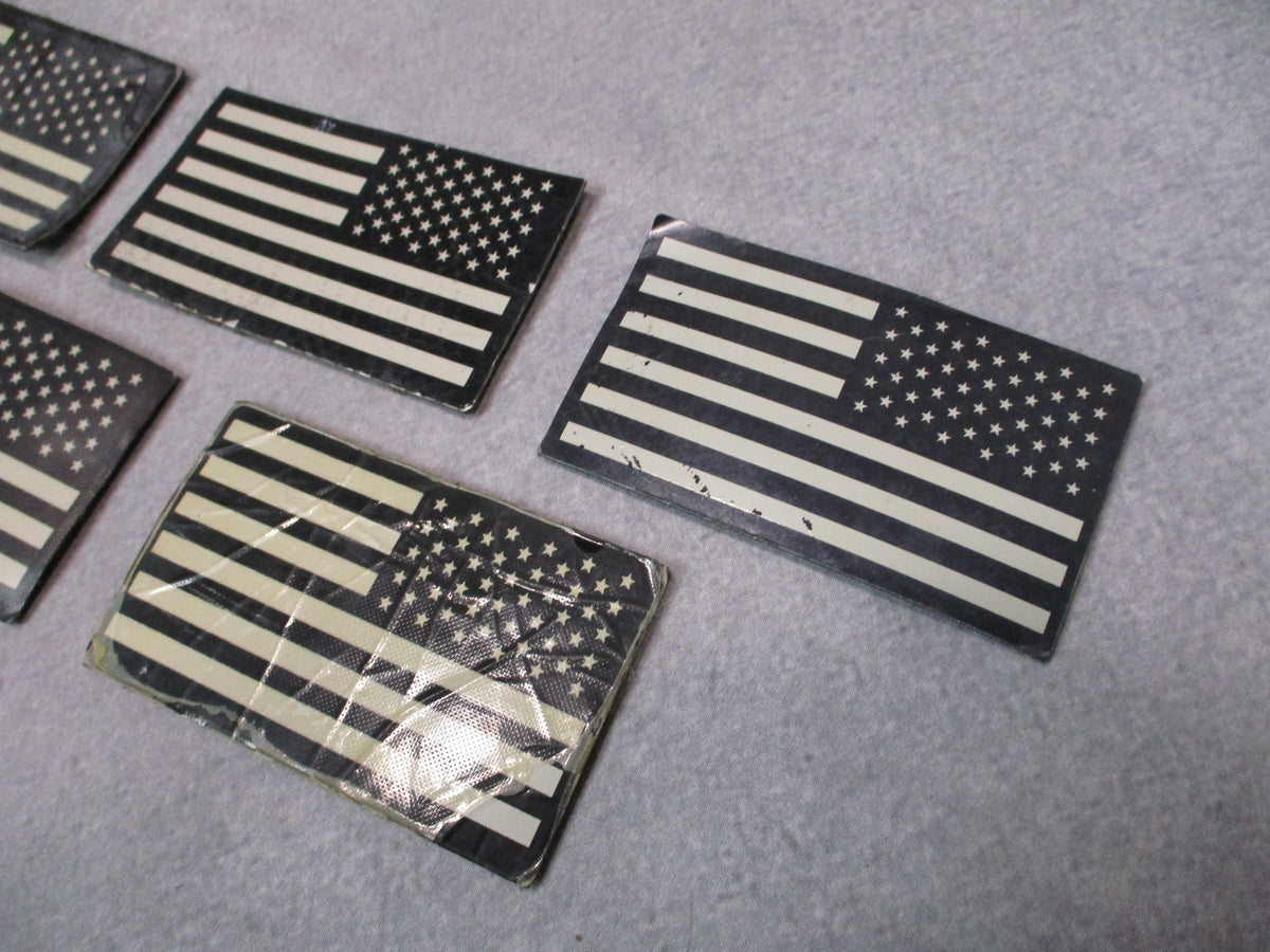 Five-pack of USGI reverse American flag IR patches with hook back, 3.25 x 2 inches, unbranded