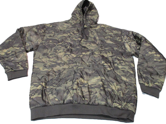 Woobie Gear men's black Multicam quilted pullover hoodie poncho liner, size 3XL