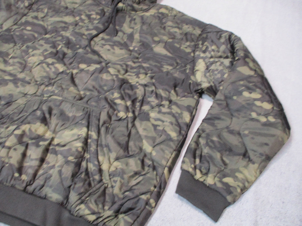 Woobie Gear black Multicam quilted pullover poncho liner hoodie for men, 3XL