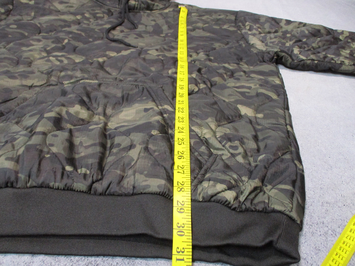 Woobie Gear black Multicam quilted hoodie, men's 3XL pullover poncho liner with hood.