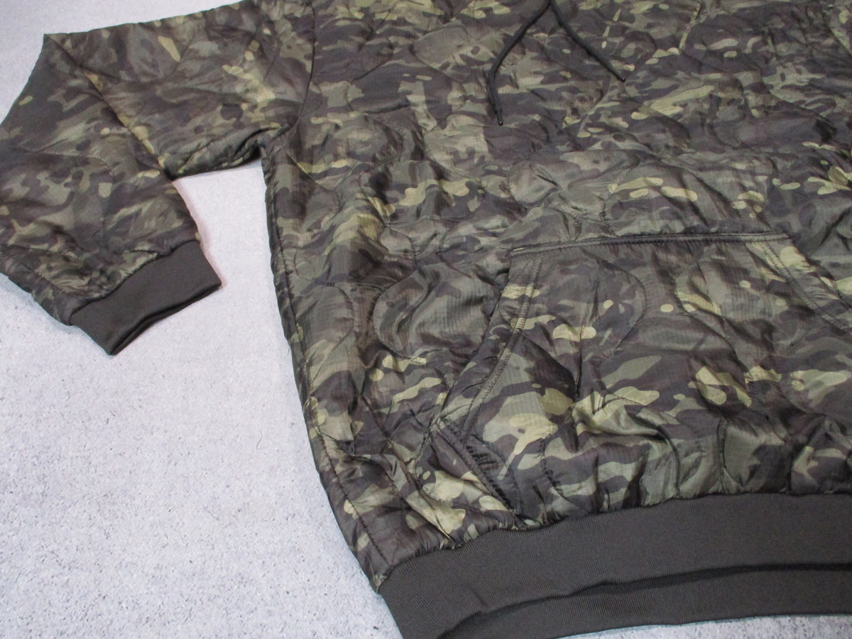 Woobie Gear Black MultiCam quilted pullover hoodie with camouflage pattern, size XXL 2XL