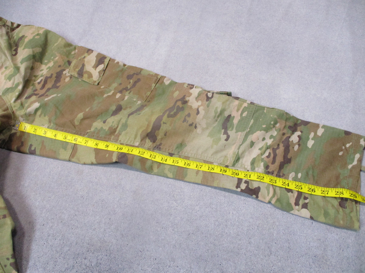 Used American Apparel women's OCP Scorpion ACU combat pants, 28 Regular size, camouflage pattern