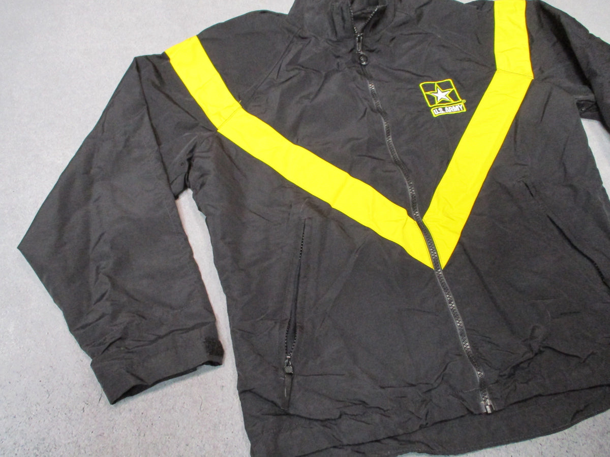 US Army APFU PT Jacket women's XS short in black and yellow nylon fitness uniform by Centex Military Gear