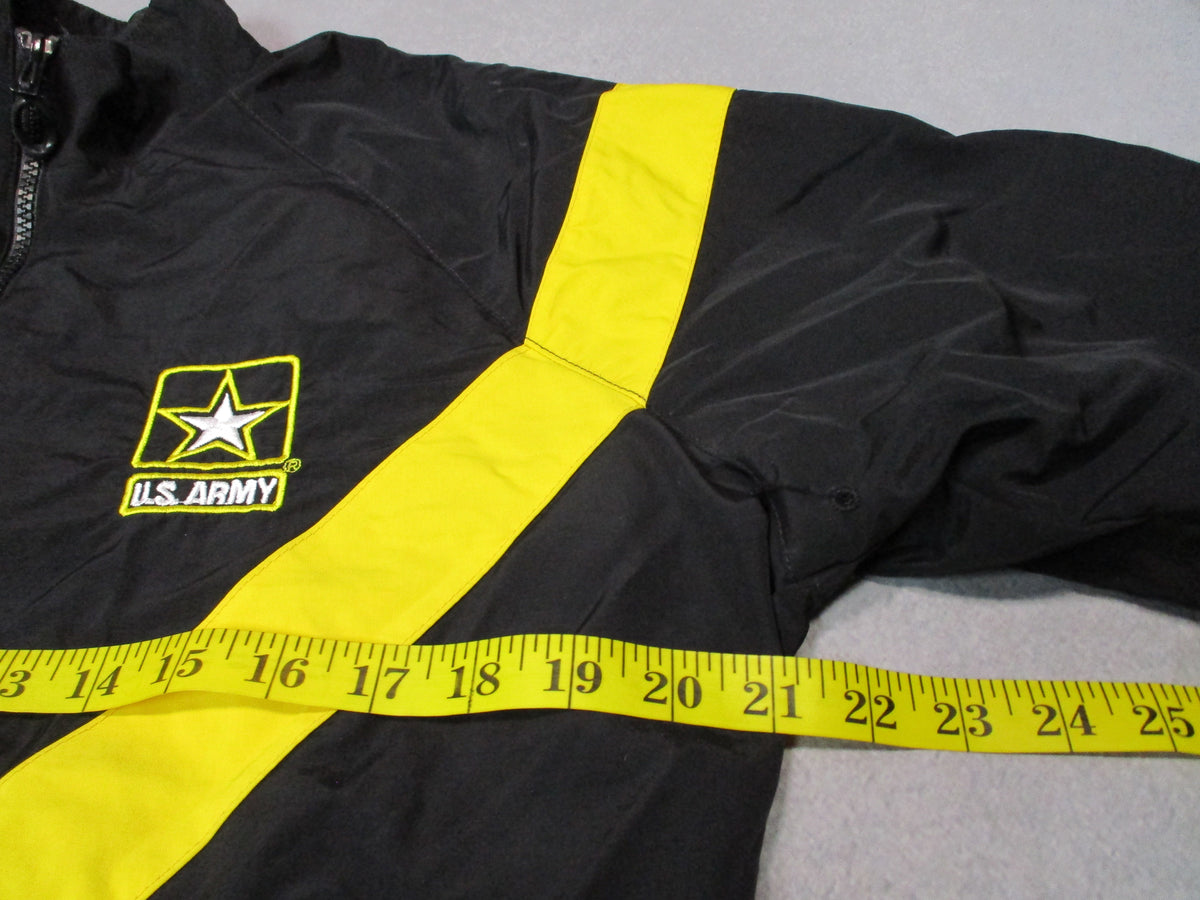 Women’s US Army APFU PT jacket by Centex Military Gear, black and yellow nylon fitness uniform, XS Short