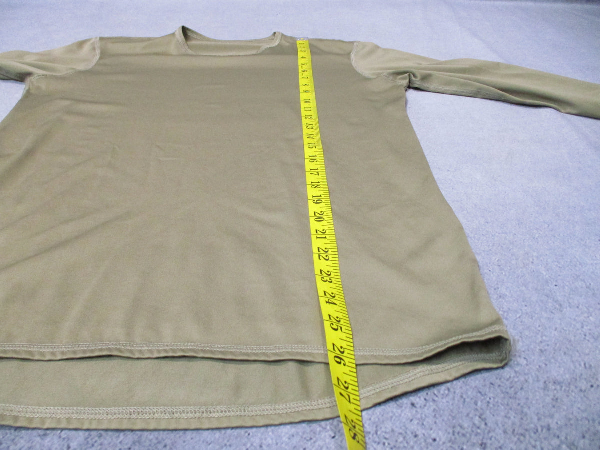 Milliken Military Silkweight Base Layer Top in Tan 499, estimated XS, long-sleeve shirt flat lay
