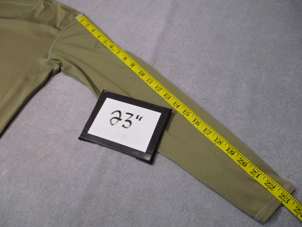 Milliken Military Silkweight Base Layer Top in Tan 499, front view, long sleeves and crew neck