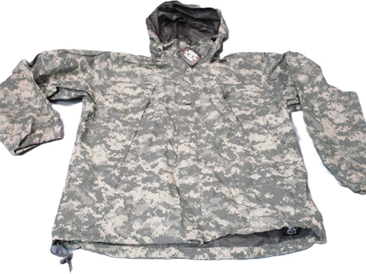 US Army ECWCS Gen III Level 6 UCP Gore-Tex jacket by Tullahoma Industries, medium long camouflage shell jacket